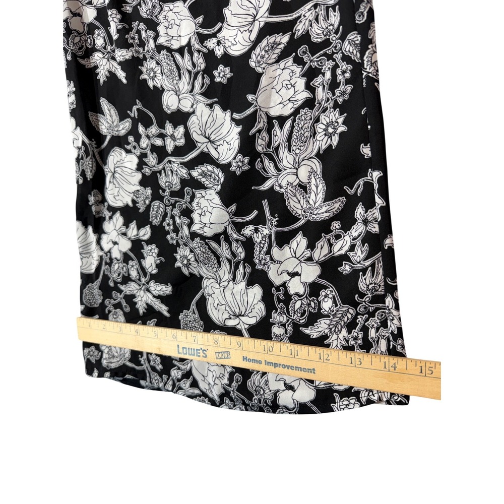 Wide Leg Pants Black White Floral Women's L Palazzo Pants Boho Resortwear Beach - Picture 6 of 9